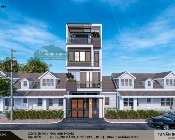 Mẫu thiết kế nhà 4 tầng hiện đại mặt tiền 5m ở Hạ Long Quảng Ninh