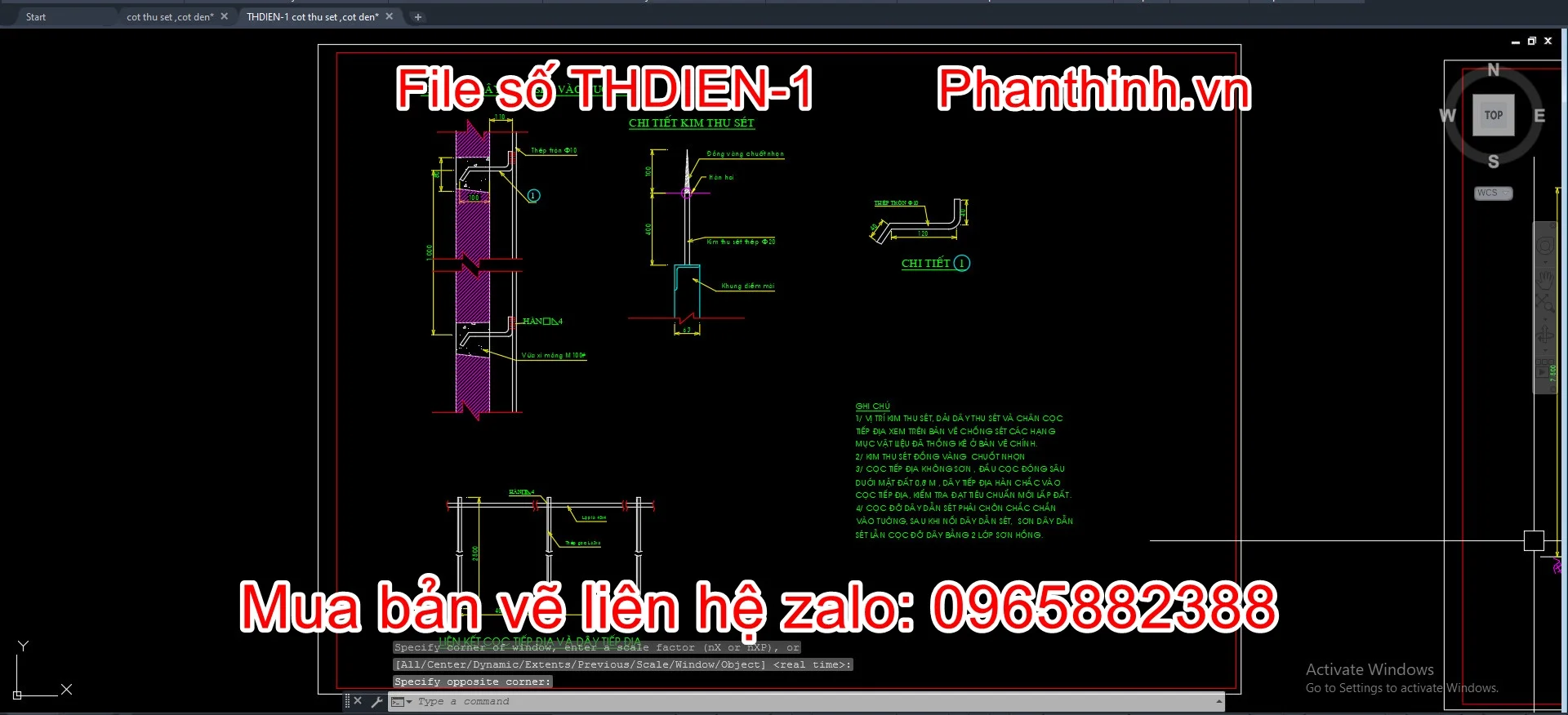 Bản vẽ autocad kim thu sét.