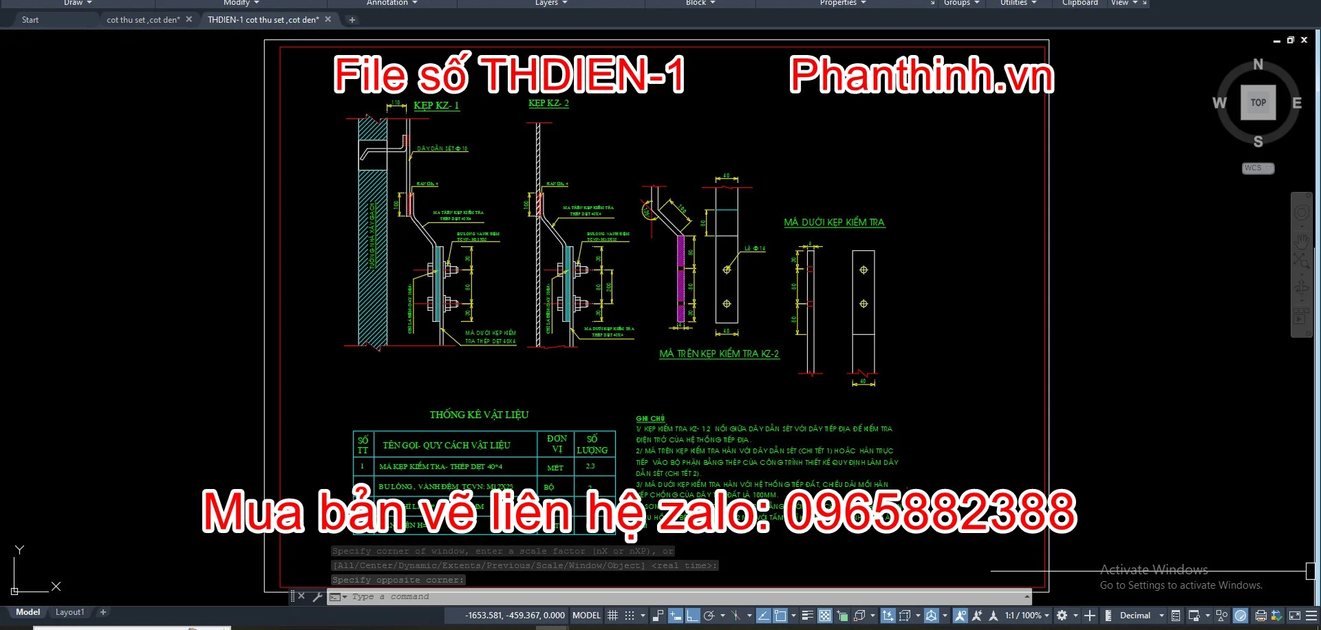 File cad thiết kế kim thu sét.