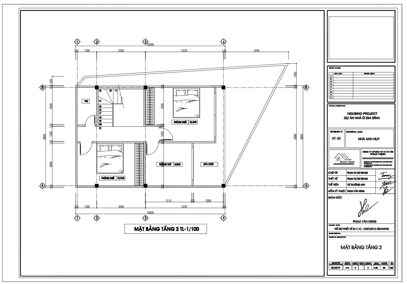 Mặt bằng thiết kế tại tầng 2 (phương án 2)