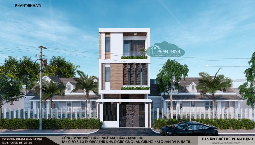 Phối cảnh thiết kế nhà 3 tầng hướng tây ở Hạ Long