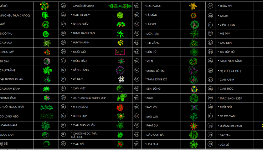 Thư viện cây xanh autocad, nhiều thư viện cây cad link Google Driver