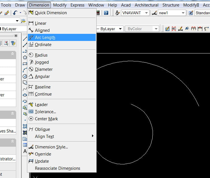 Lệnh ARC LENGTH dim đường cong trong cad