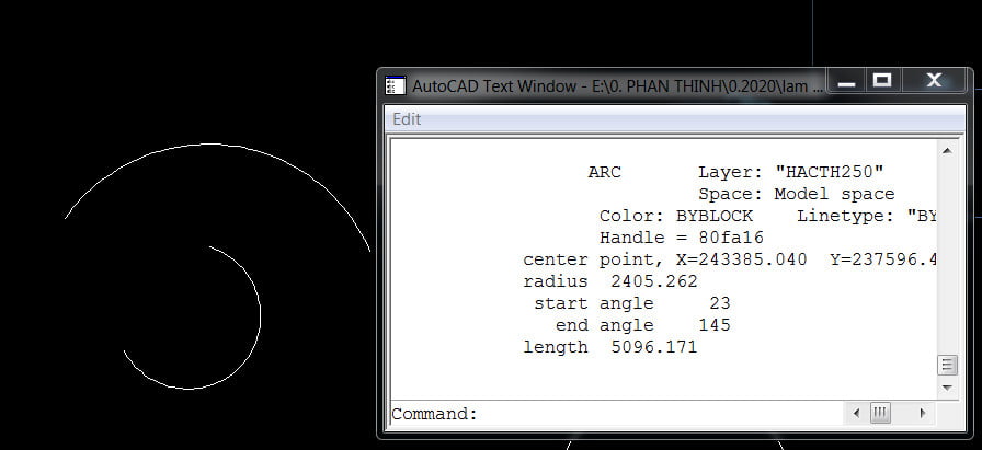 Lệnh LI đo cung tròn trong autocad