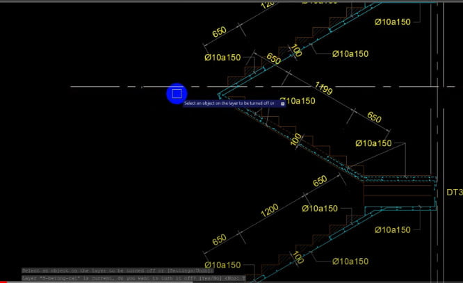 Sử dụng lệnh Layon để hiện layer đã tắt trong cad