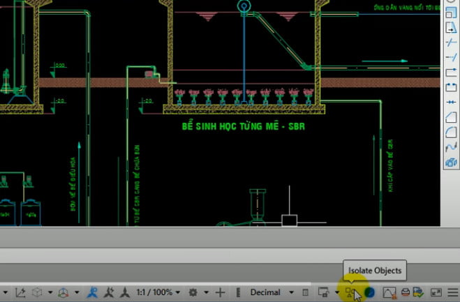 Chọn các đối tượng bạn cần cách ly trong bản vẽ