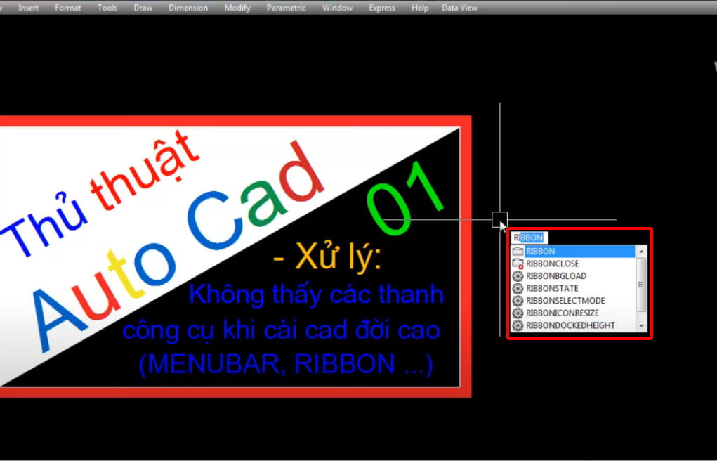 Mất thanh menubar trong cad