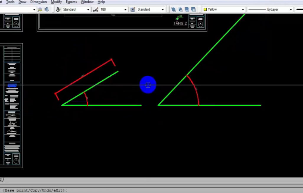 Ví dụ vẽ góc trong autocad