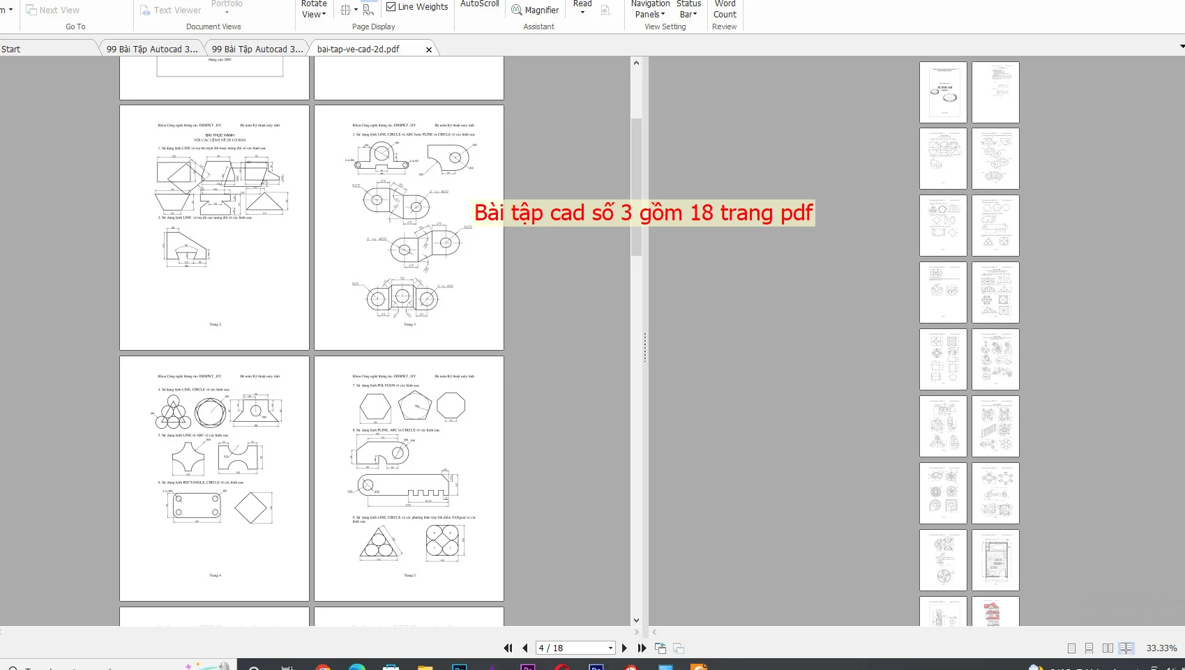 Bài tập cad số 3 gồm 18 trang pdf