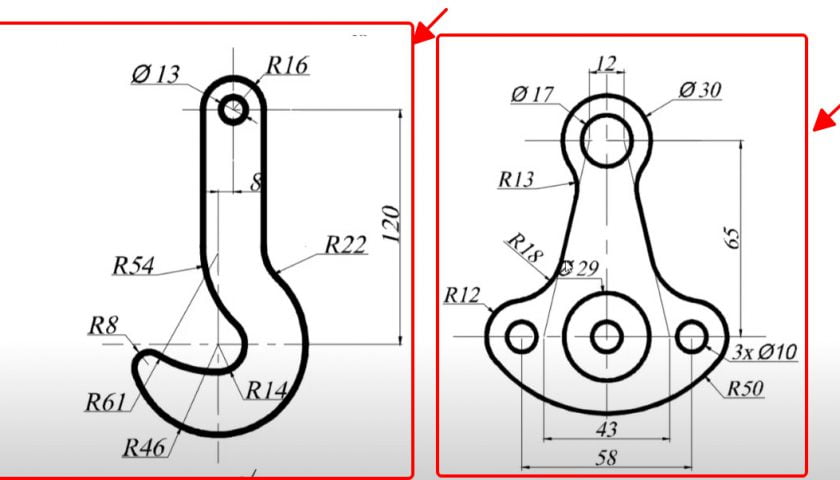 Những Bài Tập Thực Hành Vẽ AutoCAD 2D Cơ Bản