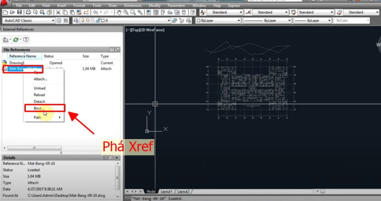 Cách phá xref trong cad, hướng dẫn tạo và phá xref trong autocad