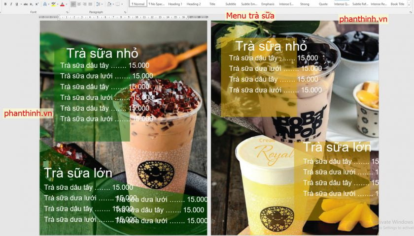 Download mẫu menu trà sữa file word cực đẹp và nhiều mẫu ...