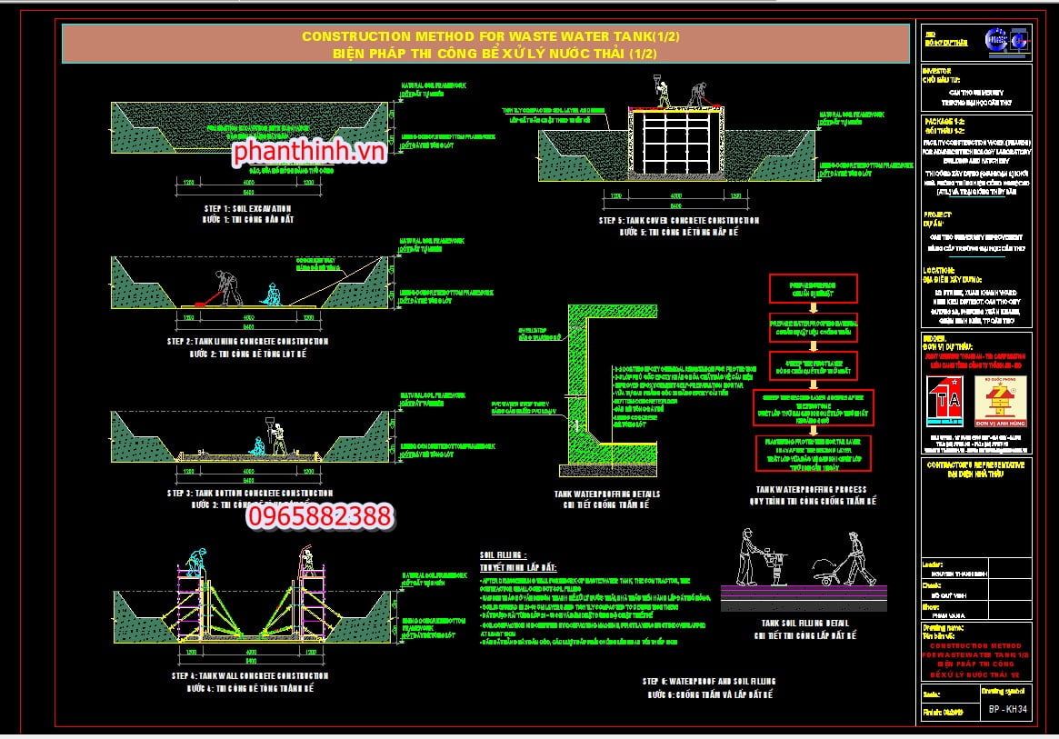 Biện pháp thi công bể xử lý nước thải.