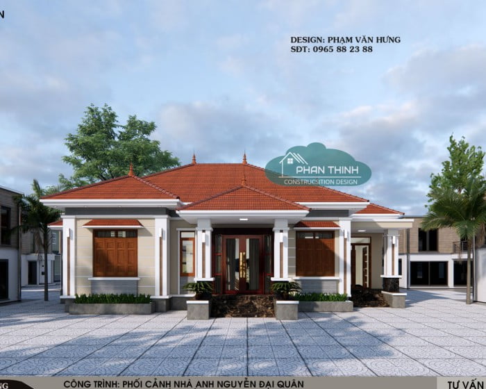 Thiết kế mặt tiền mẫu nhà thái đẹp 1 tầng