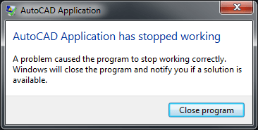 Lỗi Autocad application has stopped working autocad 2007