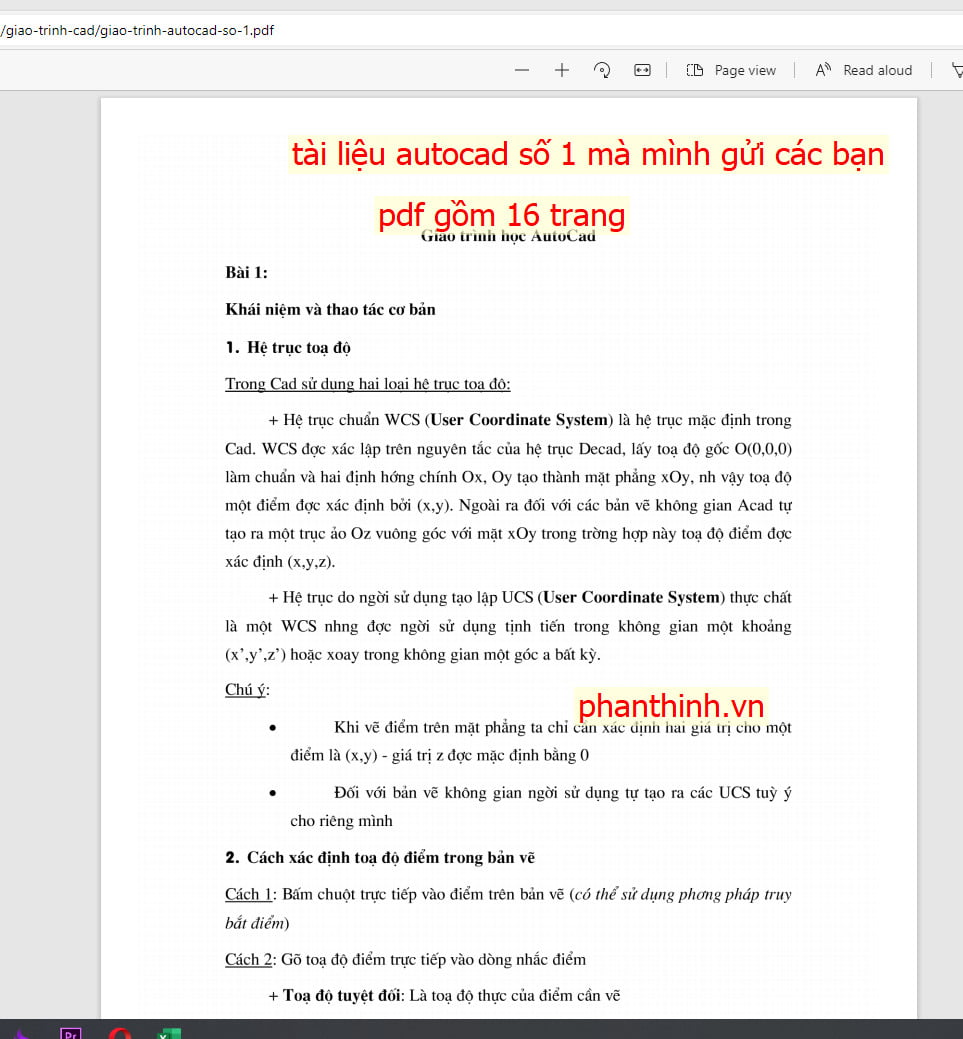 Tài liệu autocad số 1 Tài liệu autocad số 1