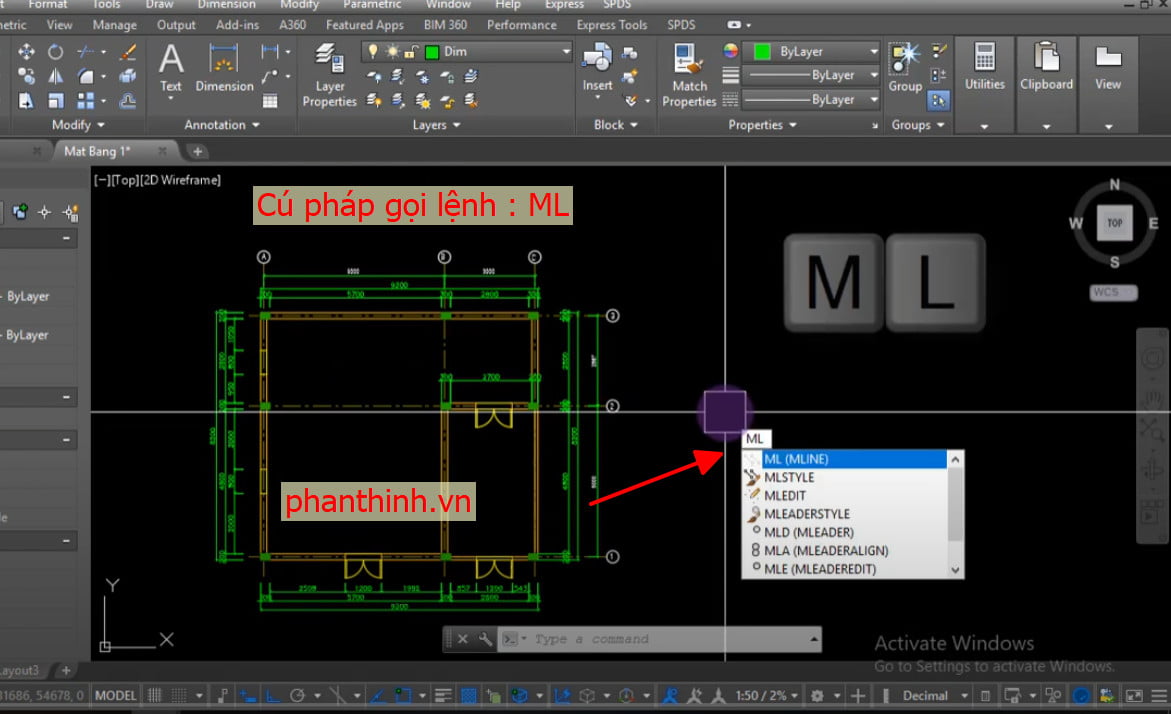 Lệnh ML trong cad, dùng lệnh Mline vẽ đường thẳng song song trong cad