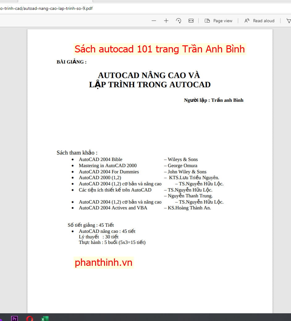 Hướng dẫn học autocad cơ bản và nâng cao, lập trình autocad 101 trang Hướng dẫn học autocad cơ bản và nâng cao, lập trình autocad 101 trang