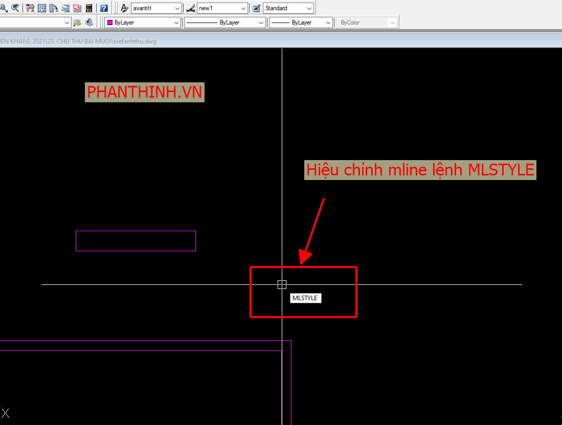 Chỉnh chuyên sâu đường Mline các bạn dùng lệnh MLSTYLE