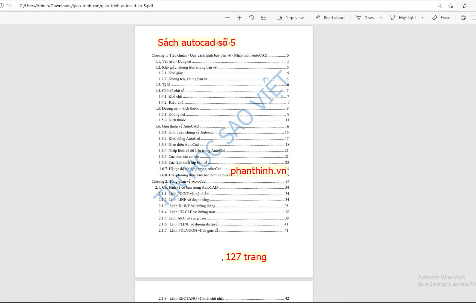 Sách học autocad số 5 - 128 trang Sách học autocad số 5 - 128 trang