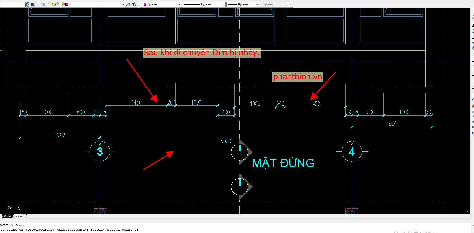 Hiện tượng lỗi nhảy dim trong cad Hiện tượng lỗi nhảy dim trong cad