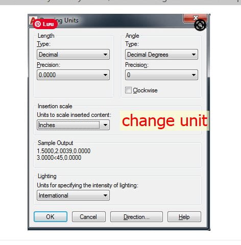 how to change units in autocad