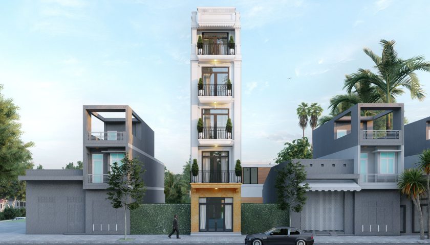 Ngôi nhà tân cổ 5 tầng đẹp 4m mặt tiền