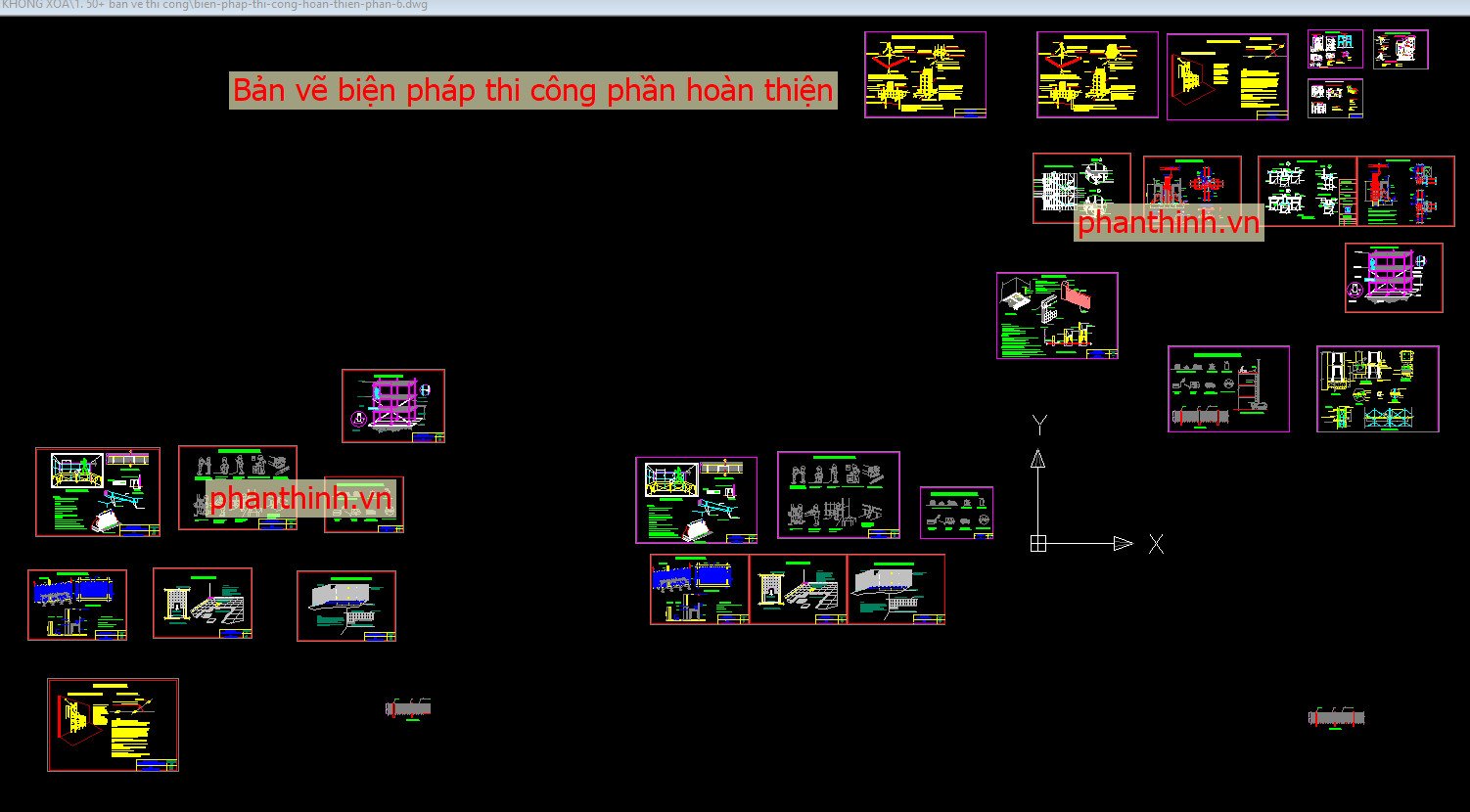 Bản vẽ biện pháp thi công phần hoàn thiện autocad.