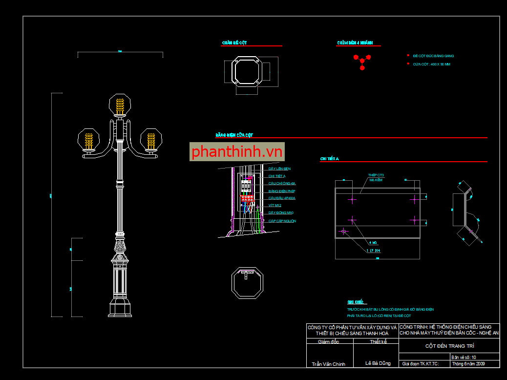 Bản vẽ cột đèn trang trí cad