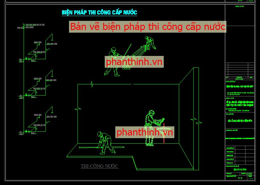 Bản vẽ biện pháp thi công cấp nước autocad.