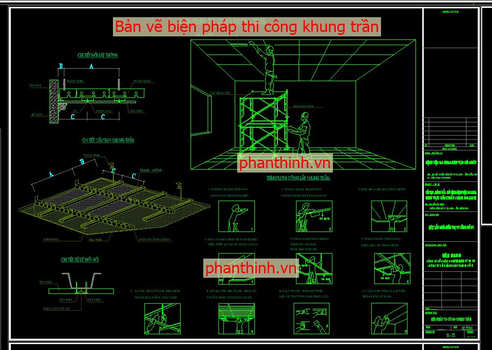 Bản vẽ biện pháp thi công khung trần.