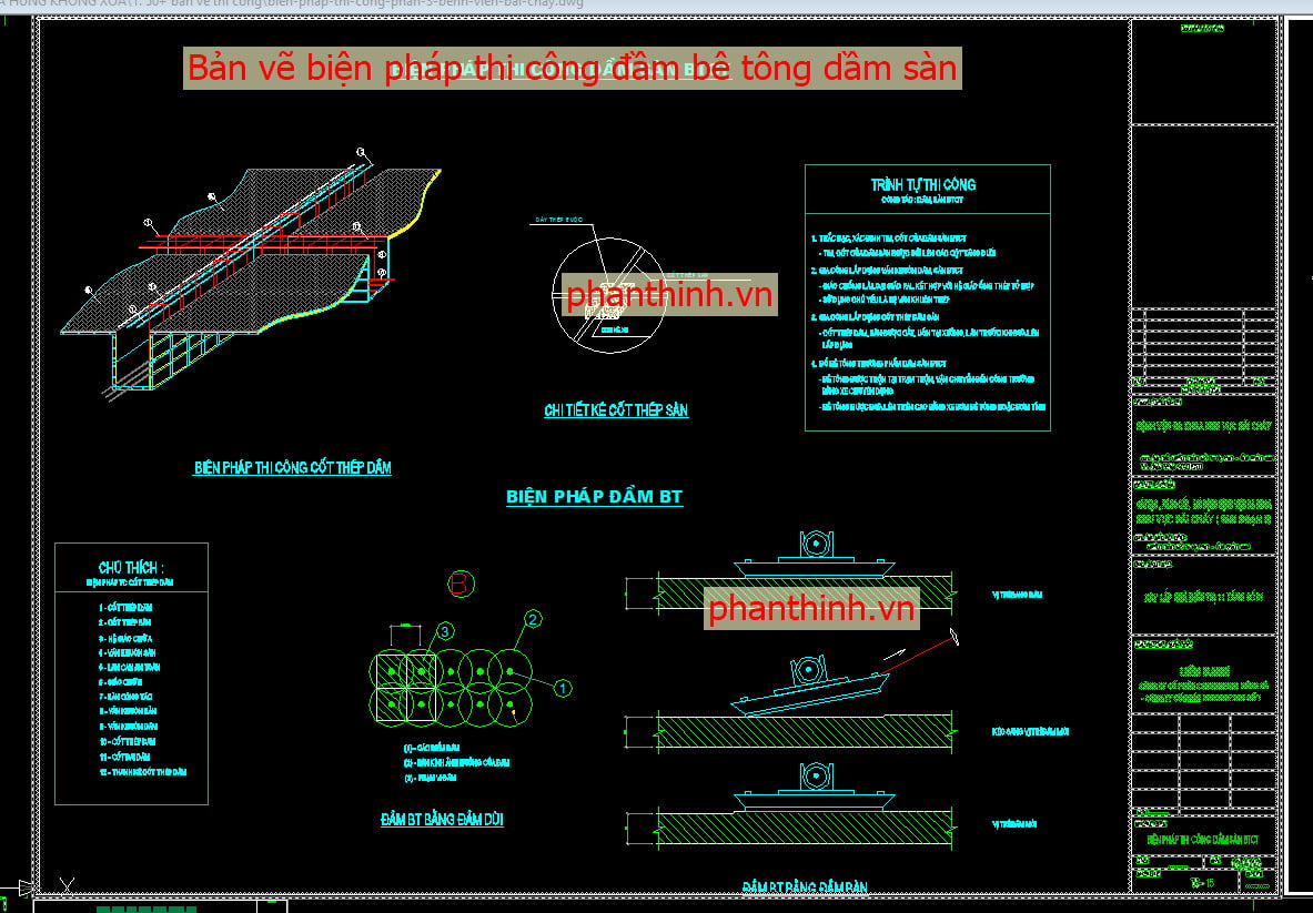 Bản vẽ biện pháp thi công đầm bê tông dầm sàn.