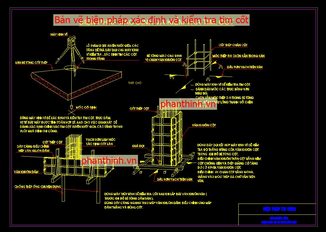 Bản vẽ biện pháp xác định và kiểm tra tim cốt