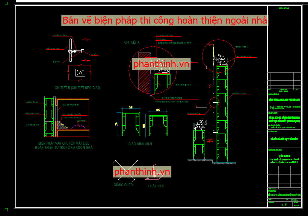 Bản vẽ biện pháp thi công hoàn thiện ngoài nhà.