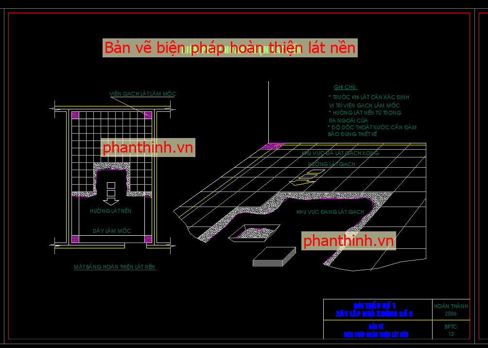 Bản vẽ biện pháp hoàn thiện lát nền autocad.