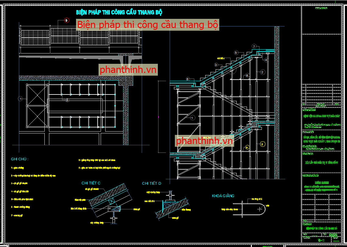 Bản vẽ biện pháp thi công cầu thang bộ.