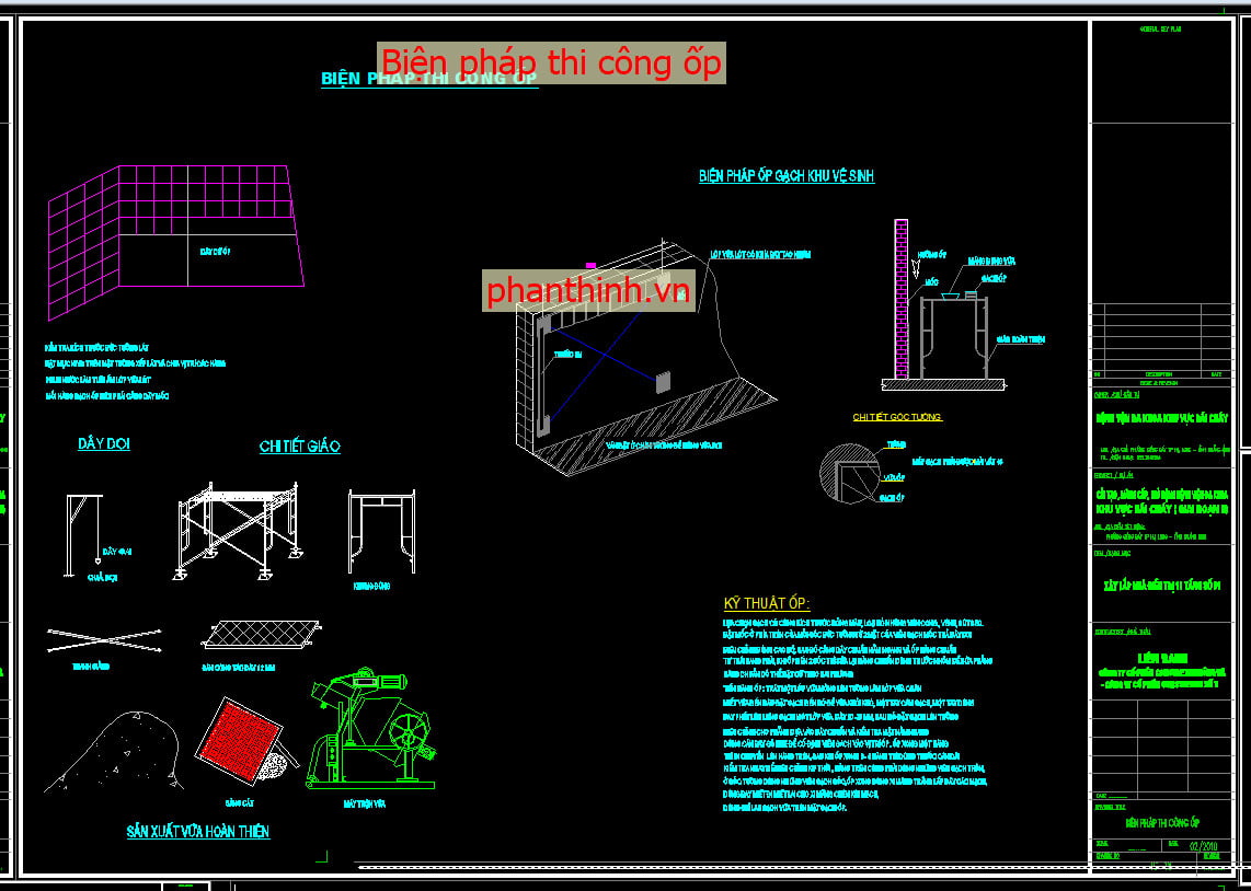Bản vẽ biện pháp thi công ốp lát gạch.