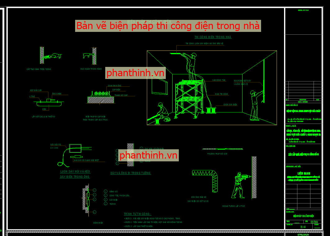 Bản vẽ biện pháp thi công điện trong nhà.