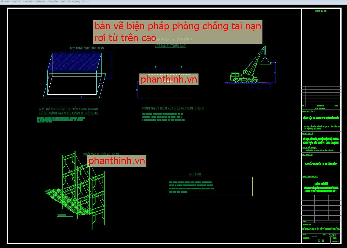 Bản vẽ biện pháp phòng chống tai nạn rơi từ trên cao.
