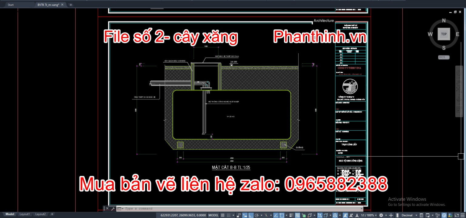 4+ Hồ sơ thiết kế bản vẽ cây xăng cad, gồm bản vẽ, dự toán