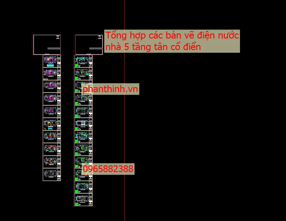 Bản vẽ cad cấp thoát nước nhà phố 5 tầng.
