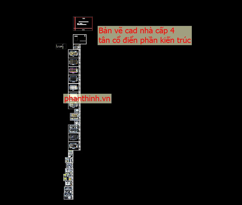 Bản vẽ thiết kế phần kiến trúc nhà cấp 4 phong cách tân cổ điển