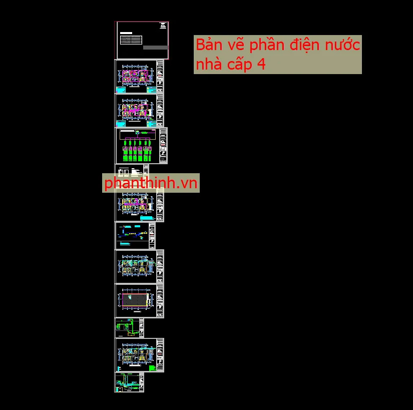 Bản vẽ điện nước nhà cấp 4 autocad