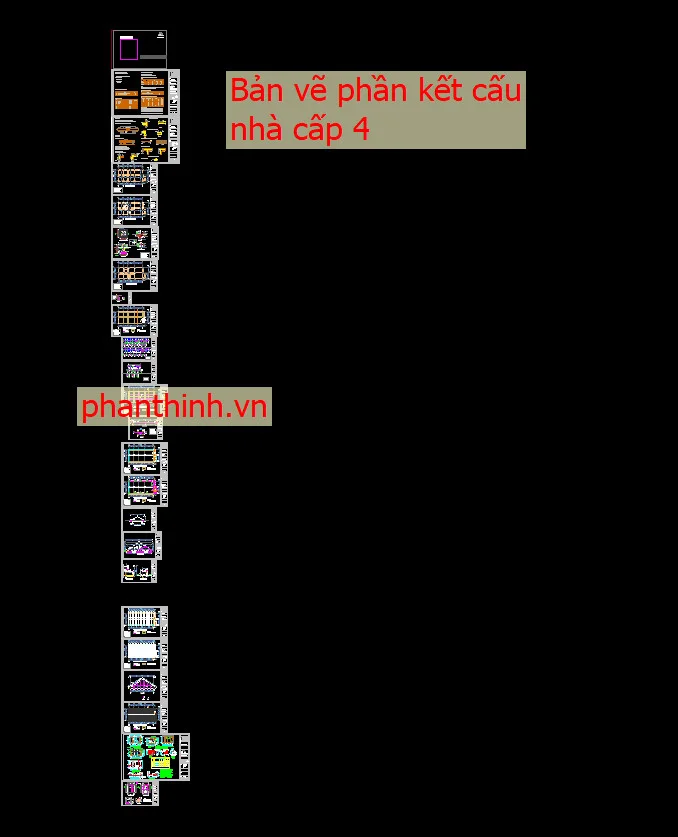 Full bản vẽ kết cấu nhà cấp 4 file autocad