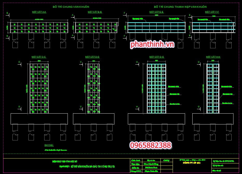 download bản vẽ biện pháp thi công trụ cầu autocad