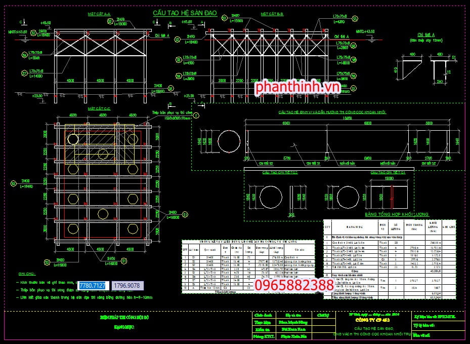 download bản vẽ biện pháp thi công trụ cầu autocad