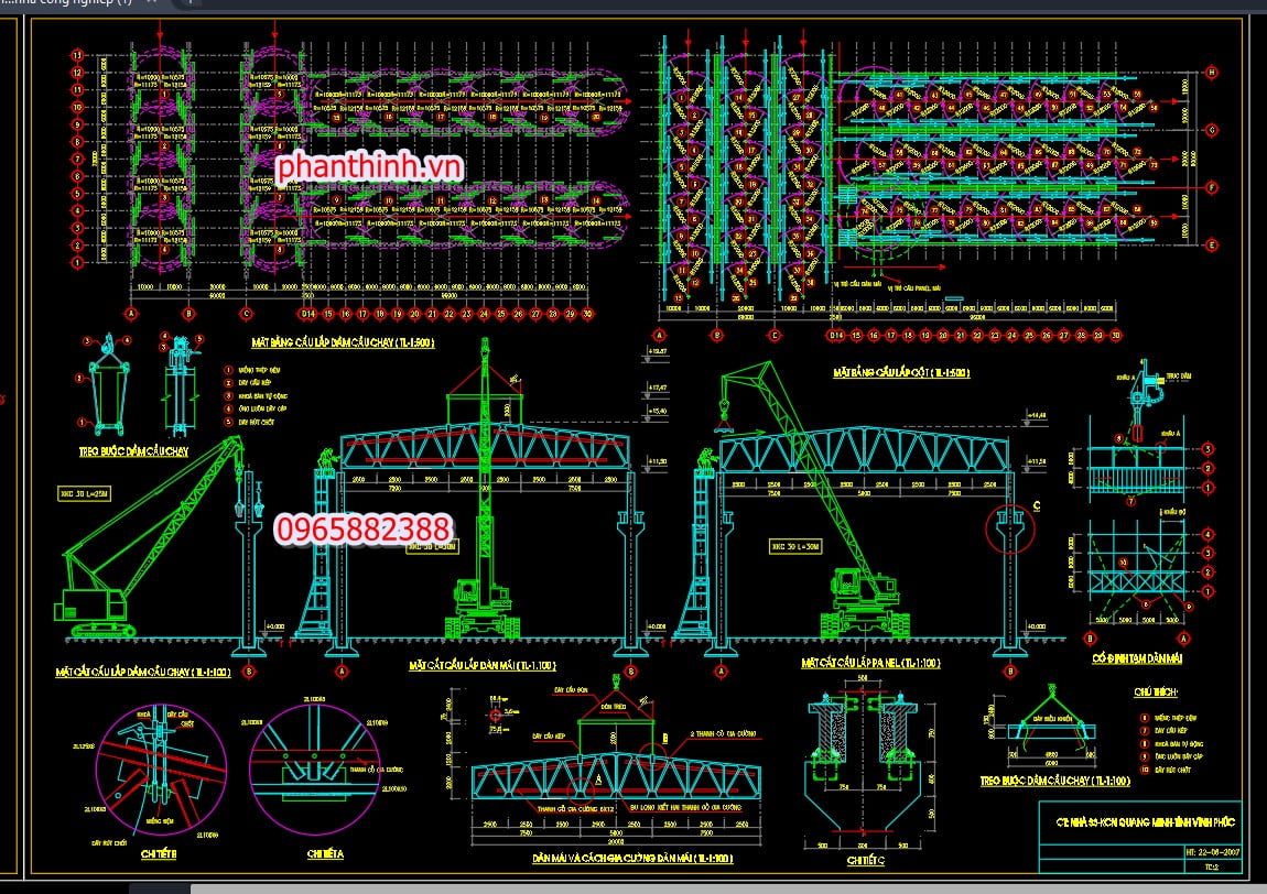 Tải download bản vẽ biện pháp thi công lắp ghép nhà công nghiệp autocad.