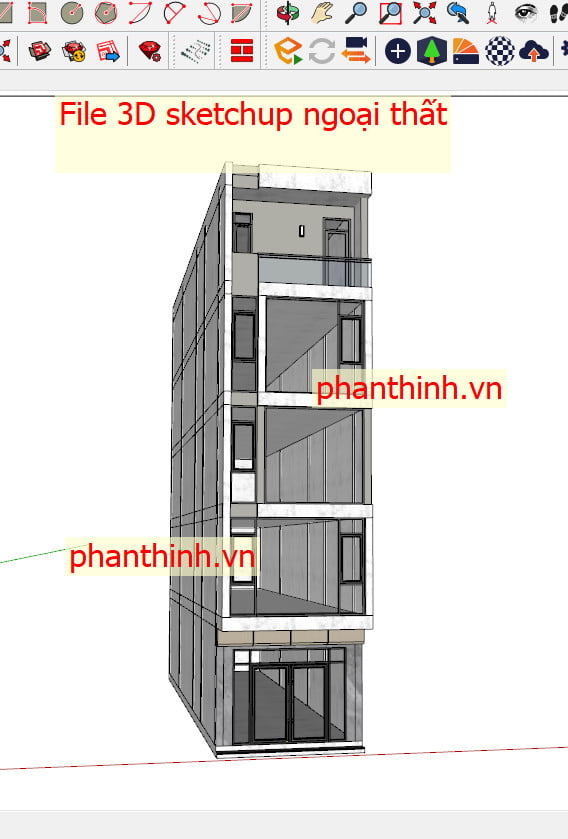 File sketchup nhà phố 5 tầng 3D