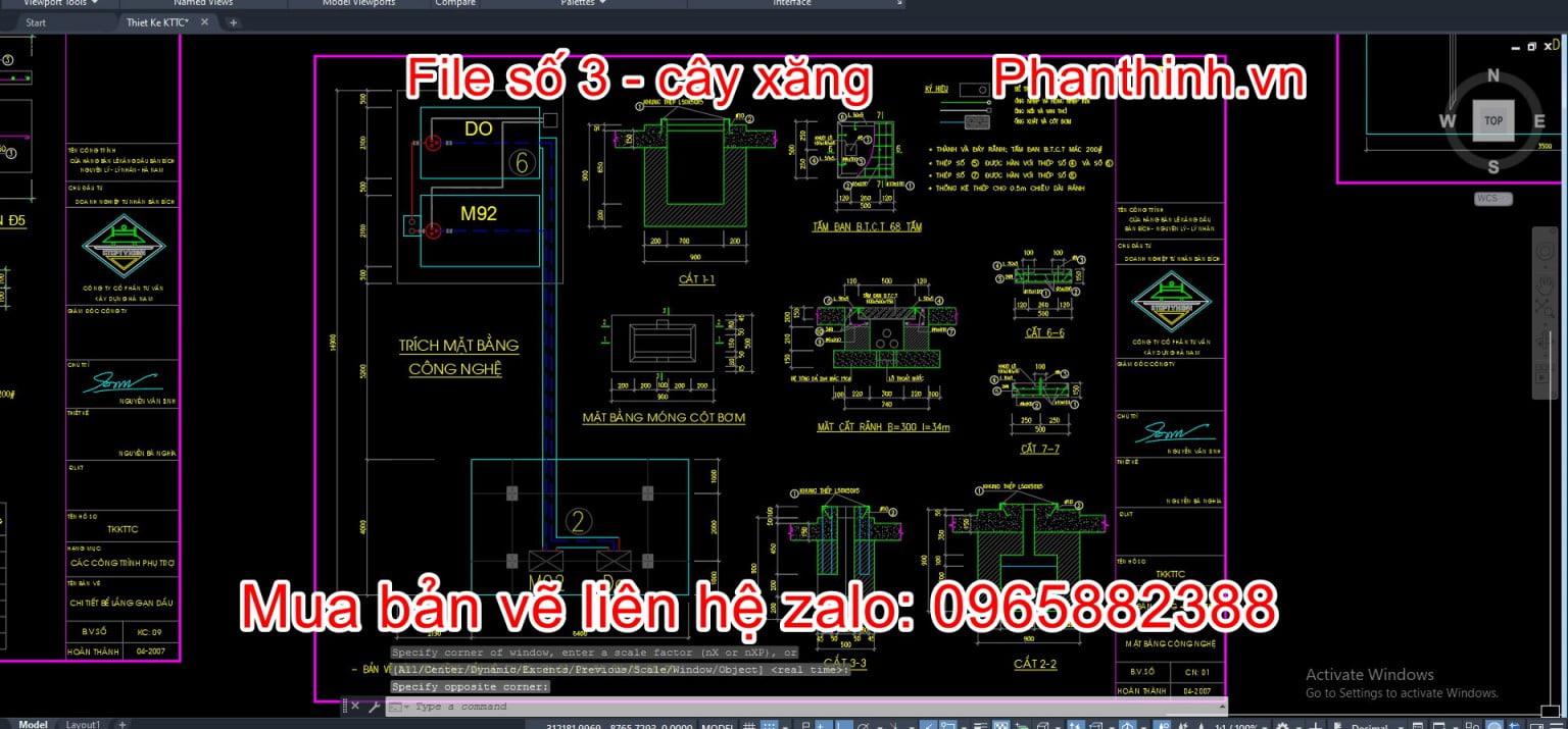 4+ Hồ sơ thiết kế bản vẽ cây xăng cad, gồm bản vẽ, dự toán