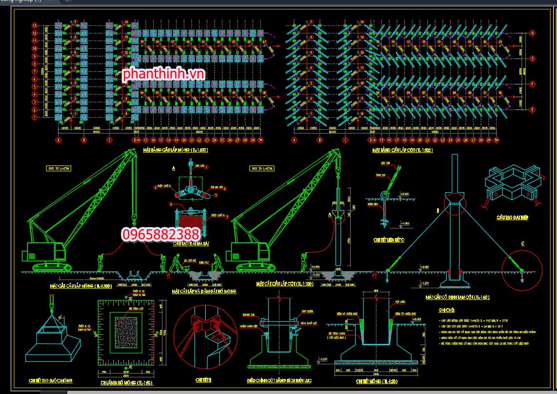 Tải download bản vẽ biện pháp thi công lắp ghép nhà công nghiệp autocad.